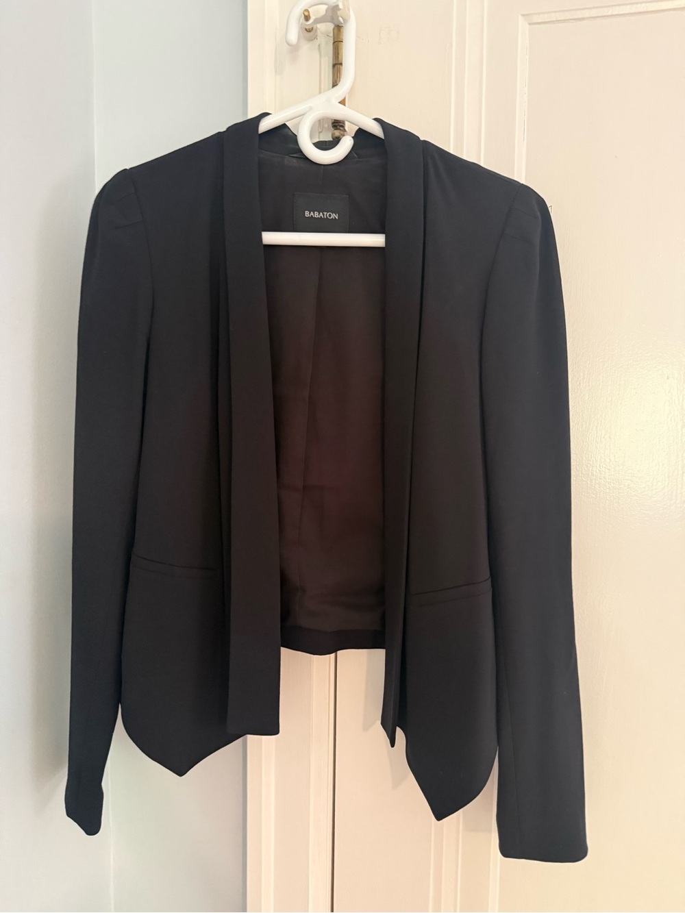 Babaton Black Draped Open-Front Blazer